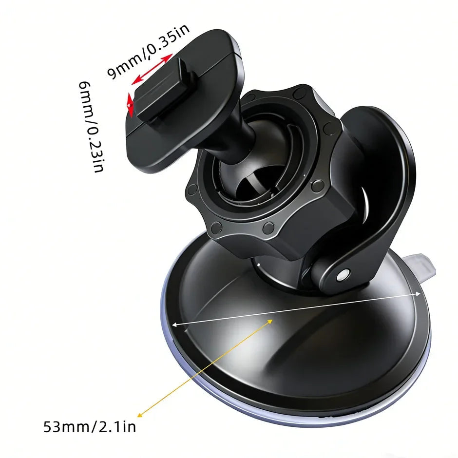 Universal 360° Rotating Suction Cup Mount for Action Camera, Car DVR on Windshield - Secure Holder Bracket for Driving Recording CM World
