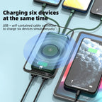 20000mAh Wireless Power Bank Fast Charging Built-in Quad Power Cable Mobile Phone Charger For Iphone 13 14 15 Xiaomi Samsung Car Mobile World