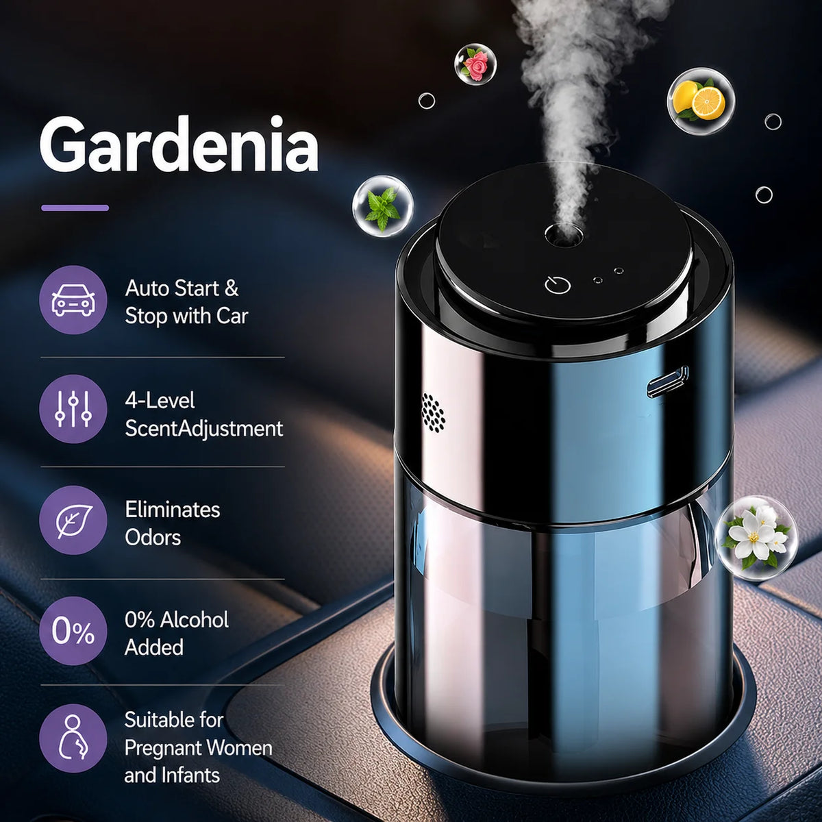 Smart Car Air Freshener Air Purifier Humidifier Fragrance Dispenser Odor Removal Decorations Dual-use Home and In-car