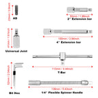 Motorcycle Repair Tool Kit 1/4-Inch Socket Set Car Repair Tool Ratchet Torque Wrench Combo Auto Repairing Set Mechanic Tools CM World