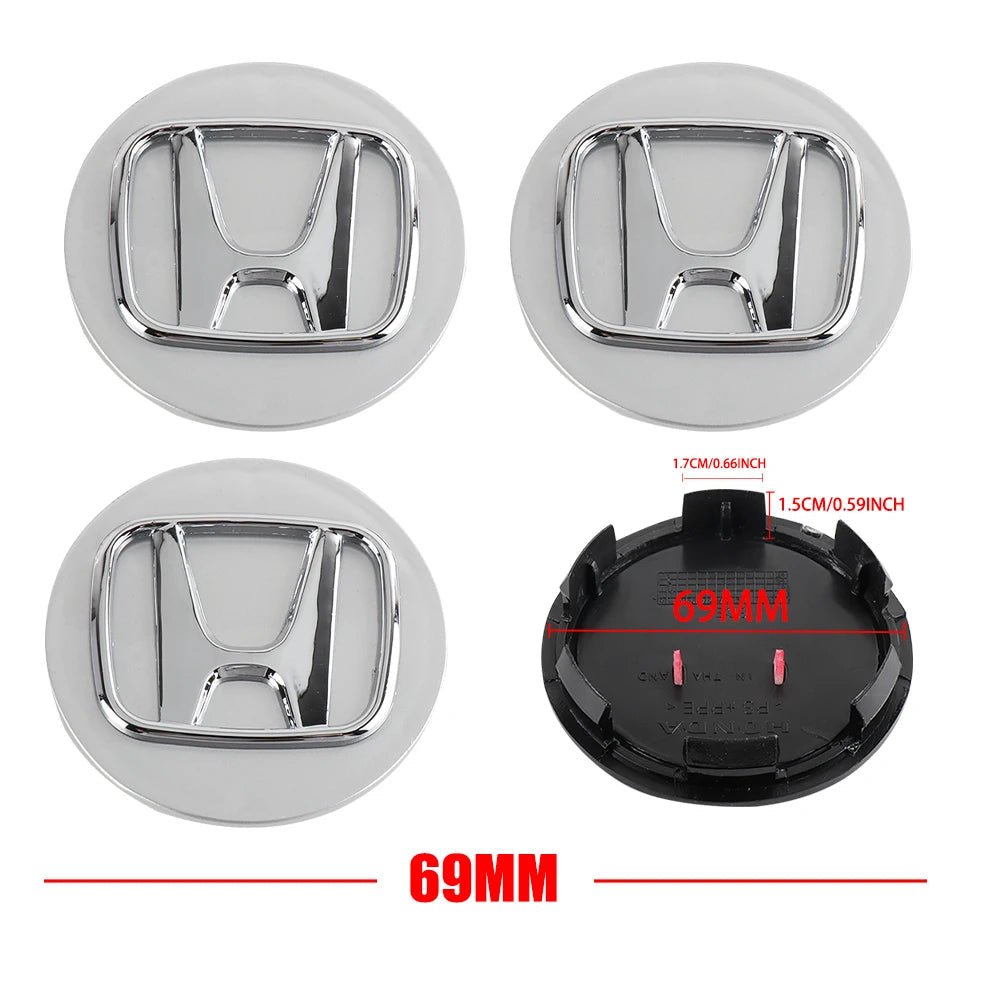 4pcs 58/69mm Car Wheel Center Hub Caps Accessories For Honda Type R Type S VTEC DOHC Modulo Vezel Legend Si RR Insight CM World