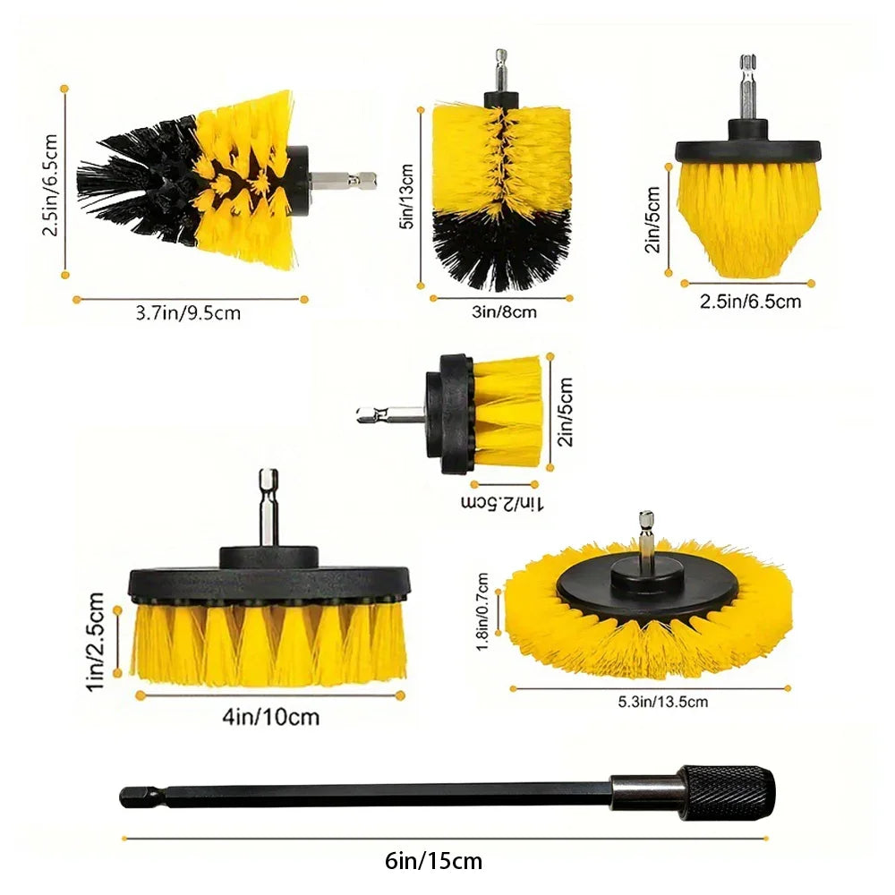 Nylon round Cleaning Brush Set for Electric Drill High-Density Bristle Carpet And Glass Cleaning Tool Kit. CM World