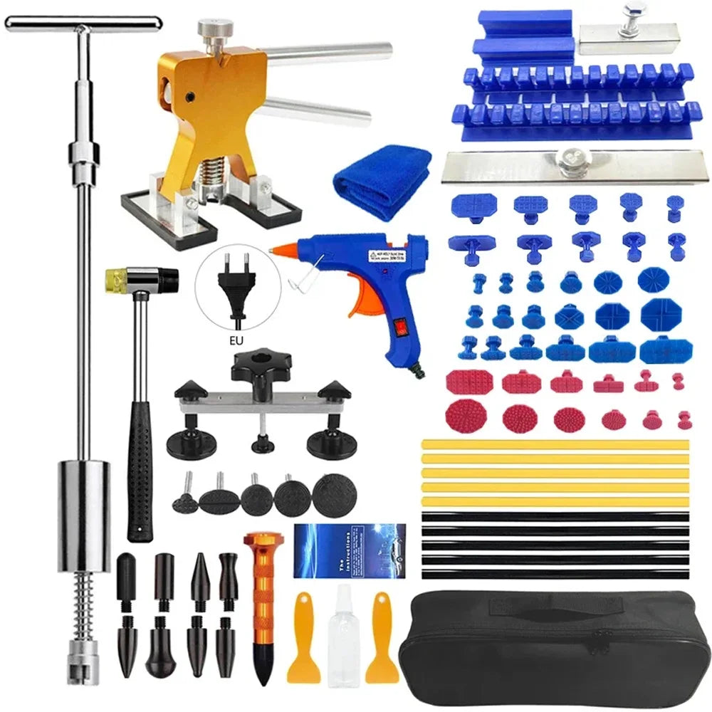 Car Dent Puller Repair Tools Slide Reverse Hammer Suction Cup Body Paintless T-Bar Dent Puller Kit Auto Hail Repair Accessories CM World