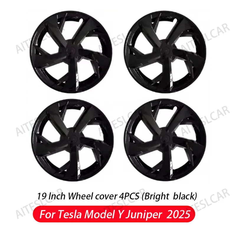 4PCS 19 Inch HubCap for Tesla Model Y Juniper 2025 Hubcap Performance Replacement 19''Crossflow Wheels Cover Full Rim Accessorie CM World
