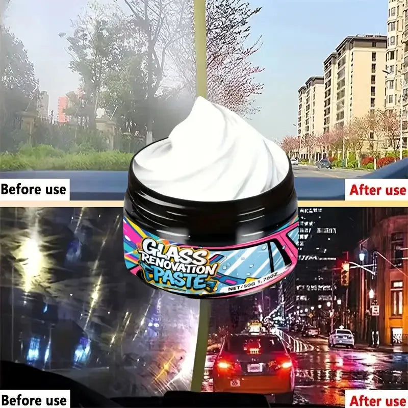 Glass Polishing Compound,Car Windshield Oil Film Remover Deep  Polishing Car Window And Mirror Repair Kit Car Scratch Compound CM World