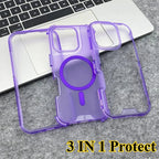 Trendy 3IN1 Magnetic Shockproof Case for IPhone 17 16 15 14 13 12 Pro Max Frosted Slim Clear Translucent Wireless Charging Cover