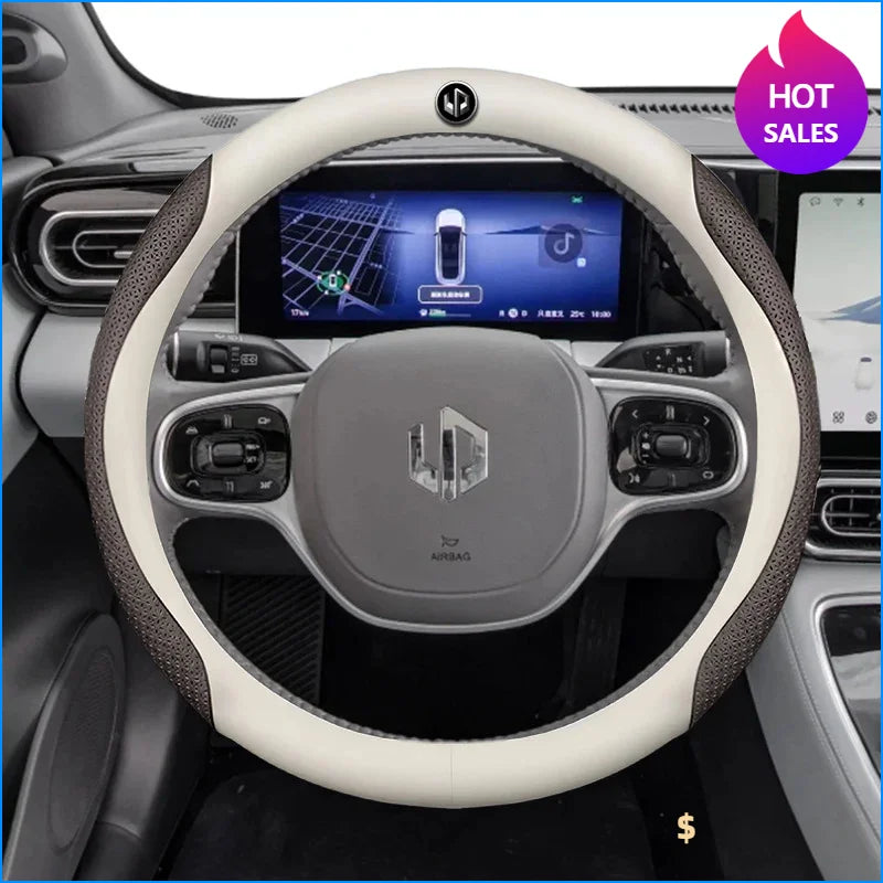 Leather Car Steering Wheel Cover For LEAPMOTOR C11 C10 T03 C16 2022 - 2024 2025 Breathable Non-slip Car-styling Auto Accessories