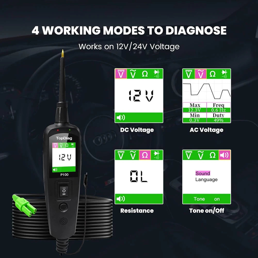 Automotive Electrical Circuit Tester Power Probe Kit 12-24V DC Pen Vehicle Power Diagnostic Tool Auto Test Light System Analyzer CM World