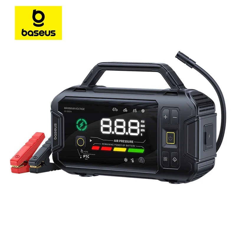 Baseus VJ1 3000A Jump Starter  4 in 1 150PSI Air Compressor Power Bank 21600mAh Car Battery Emergency Boosters Portable Starting Device