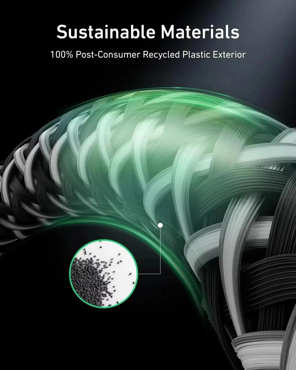 Anker Prime 240W 3ft USB C to USB C Cable Fast Charging Upcycled Braided Nylon with 100-Year Bend Durability PD fast charging