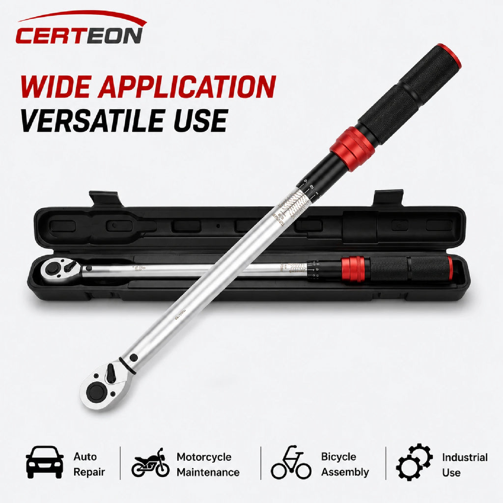 Torque Wrench Adjustable Click Ratchet Preset 1/4 3/8 1/2 Inch for Car Motorcycle Repair Maintenance Tool