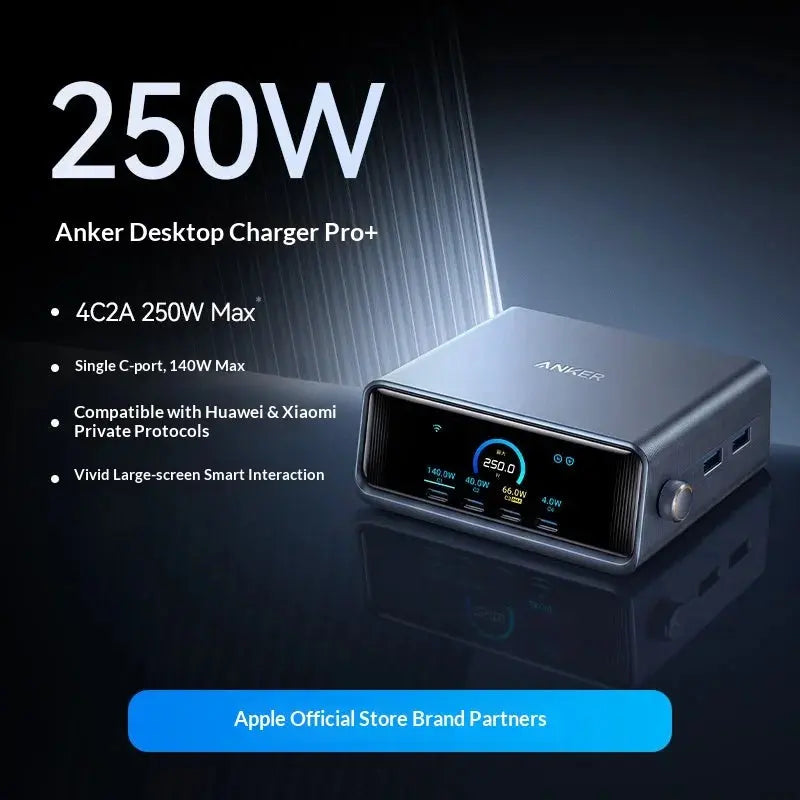 Anker Prime 250w Gan Multi Port Desktop Charging Station Digital Display Fast Charge Protocol Supported For Various Types Phone Car Mobile World