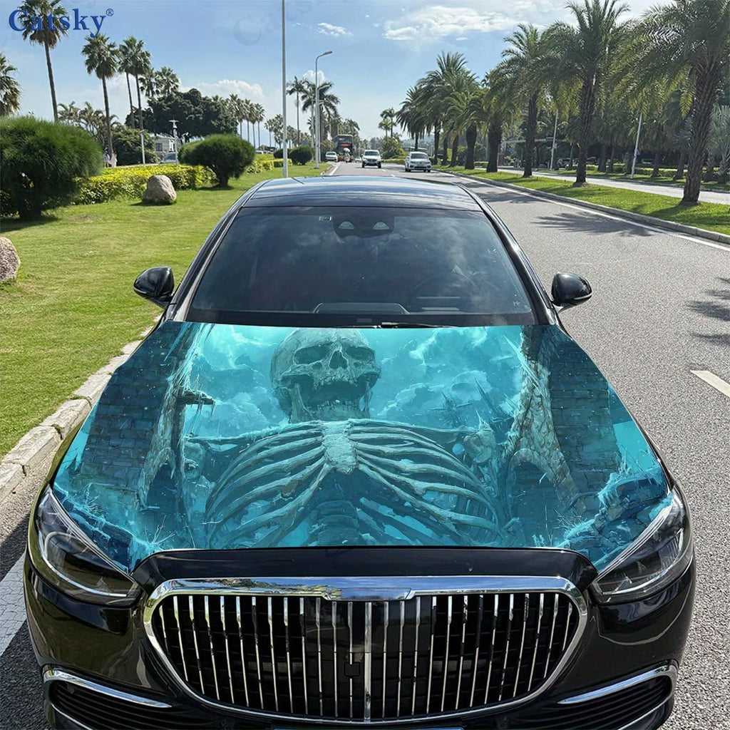 Skeleton Pattern Of Remains Car Hood Vinyl Sticker Wrap Film Engine Cover Decals Sticker Universal Car Hood Protective Film,Car