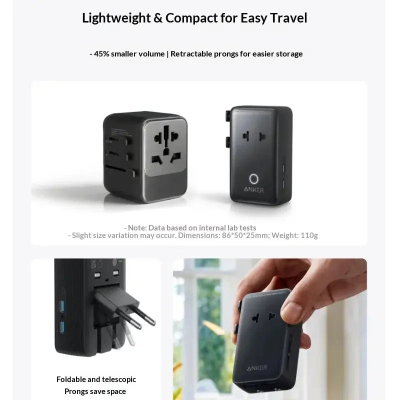 Anker Universal International Travel Adapter With Usb Multi Power Charger Compatible With Uk Eu Us Au Plugs For Global Travel Car Mobile World