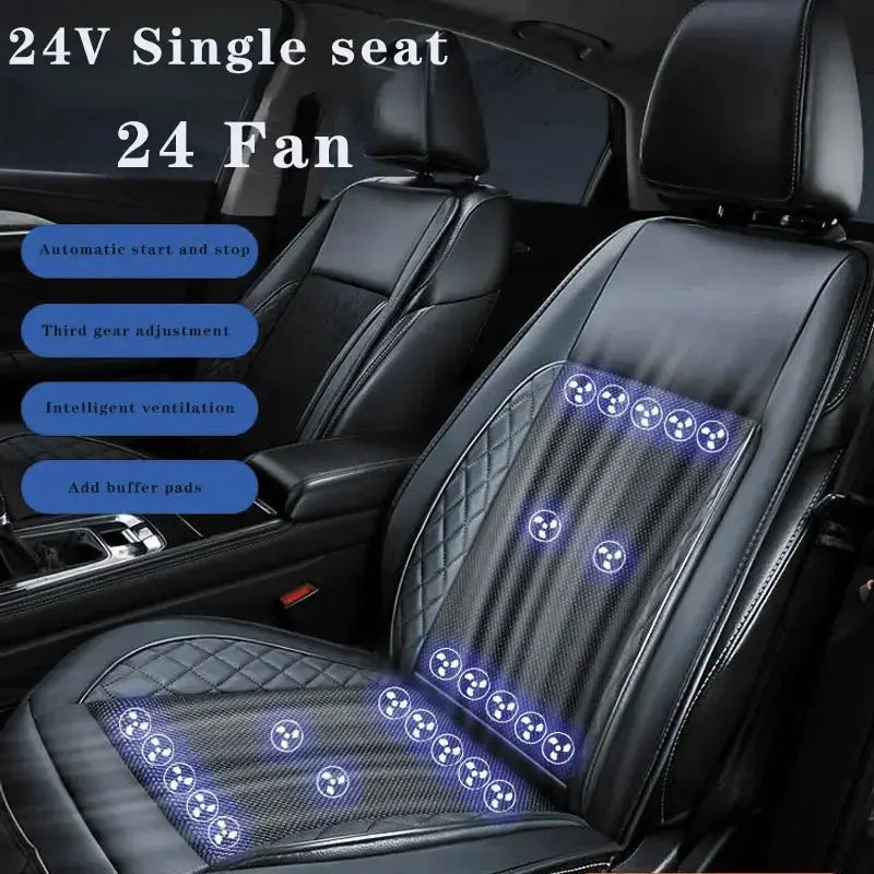 DC12/24V Car Summer Cool Air Seat Cushion Quick Blow Ventilation Refrigerated Seat Cover With Massagers Pat Mat Car Mobile World