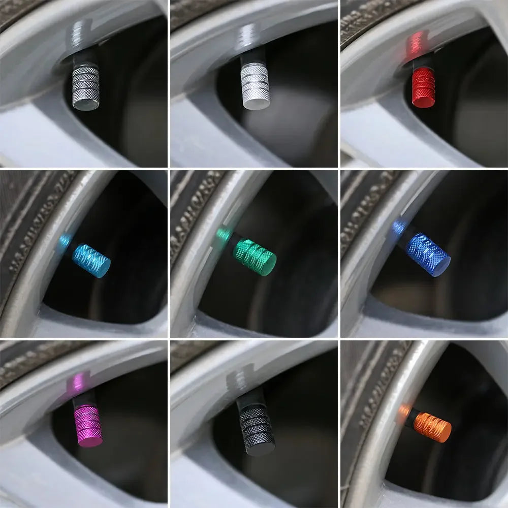 4PCS Car Tire Valve Stems Cap Knurling Style Tire Valve Cap Aluminum Tire Wheel Stem Air Valve Cap Universal Car Accessories CM World