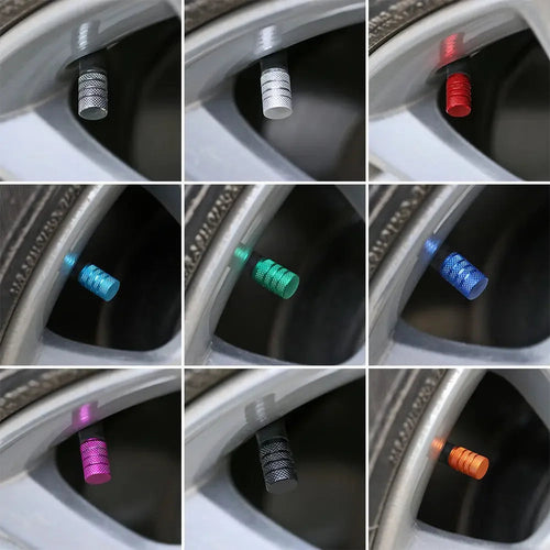 4PCS Car Tire Valve Stems Cap Knurling Style Tire Valve Cap Aluminum Tire Wheel Stem Air Valve Cap Universal Car Accessories CM World