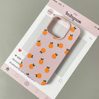 Lightweight Leather Cover For Iphone 14 Pro Max 13 12 11 17 16 15 17E Air Orange Flower Pattern Shockproof Soft Case