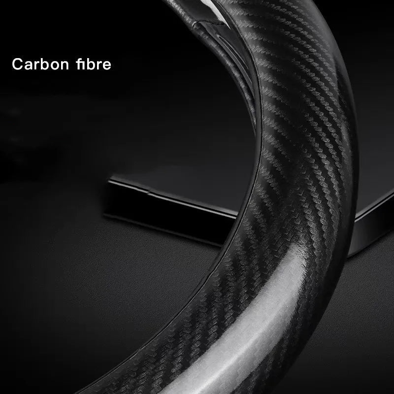 D Type Leather Universal Car Steering Wheel Cover Breathable Anti Slip Car Decoration 37-38cm Steering Wheel Cover Accessories CM World