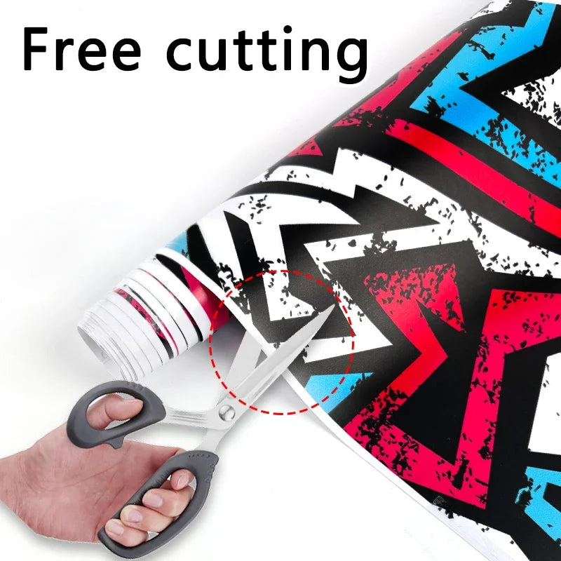 Cartoon Graffiti Painting Car Film Wrap Waterproof Modification Cover Scratches Stickers for Auto Bicycle Motorcycle Skateboard Car Mobile World