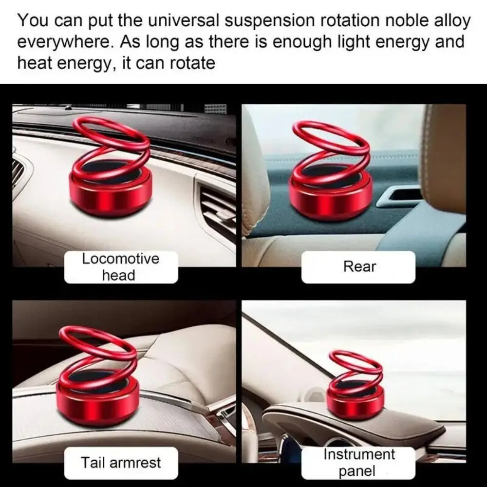 Solar Energy Vehicle Aromatherapy Rotating Double Ring Suspension Car Air Freshener Eliminate Odor Purify Air