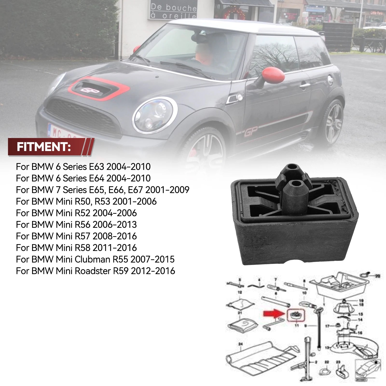 1/4pcs 51717039760 Under Car Jack Lift Jacking Point Support Pad Plug Block Cover for BMW Mini R50 R55 R56 R57 R58 R59 R52 R53 CM World