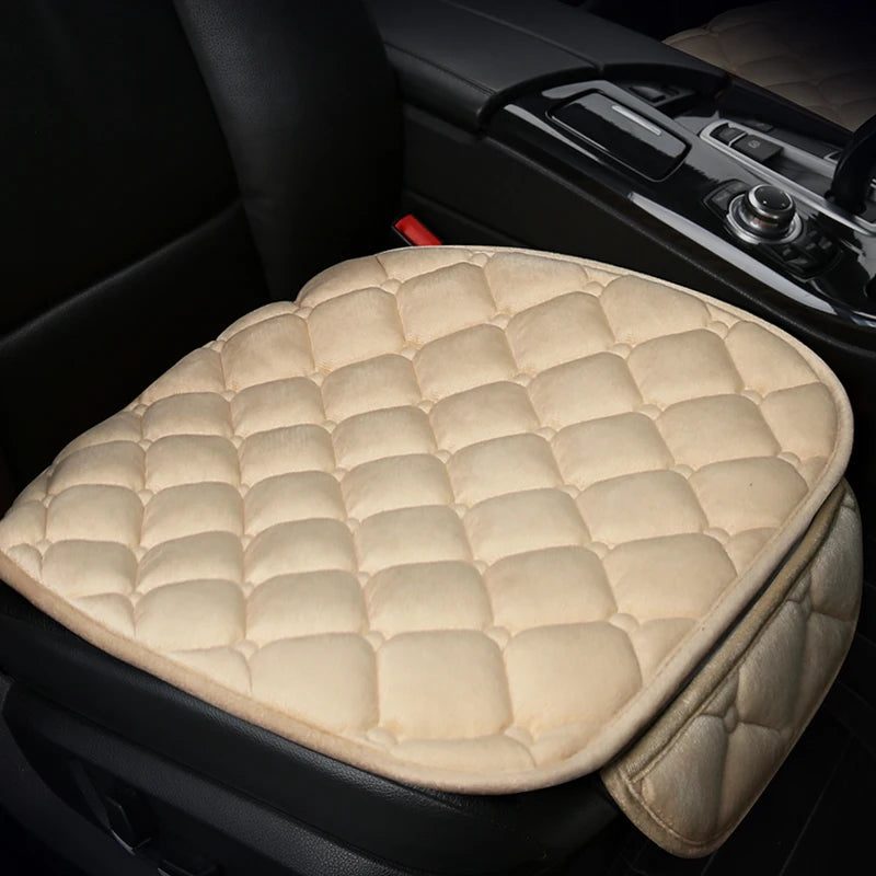 Thickened car seat cushion plush short plush anti slip warm seat cushion seat three piece set winter universal plush winter CM World