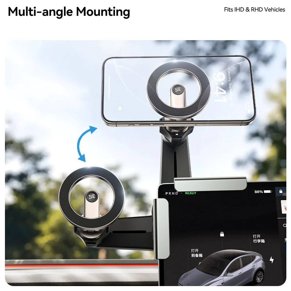 YZ Magnetic Car Phone Holder for Tesla Model YL Y 3  Car Display Screen Side 360 Degree Rotation Car Mount for all iPhone 17 18