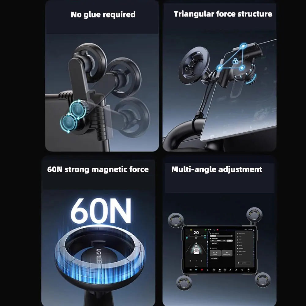 TEEQ For Tesla Model Y Junipe 2025 Model 3 HIGHLAND 2024 Cybertruck BYD Seal Car Phone Mount Holder 15W Magnetic Wireless Charge CM World