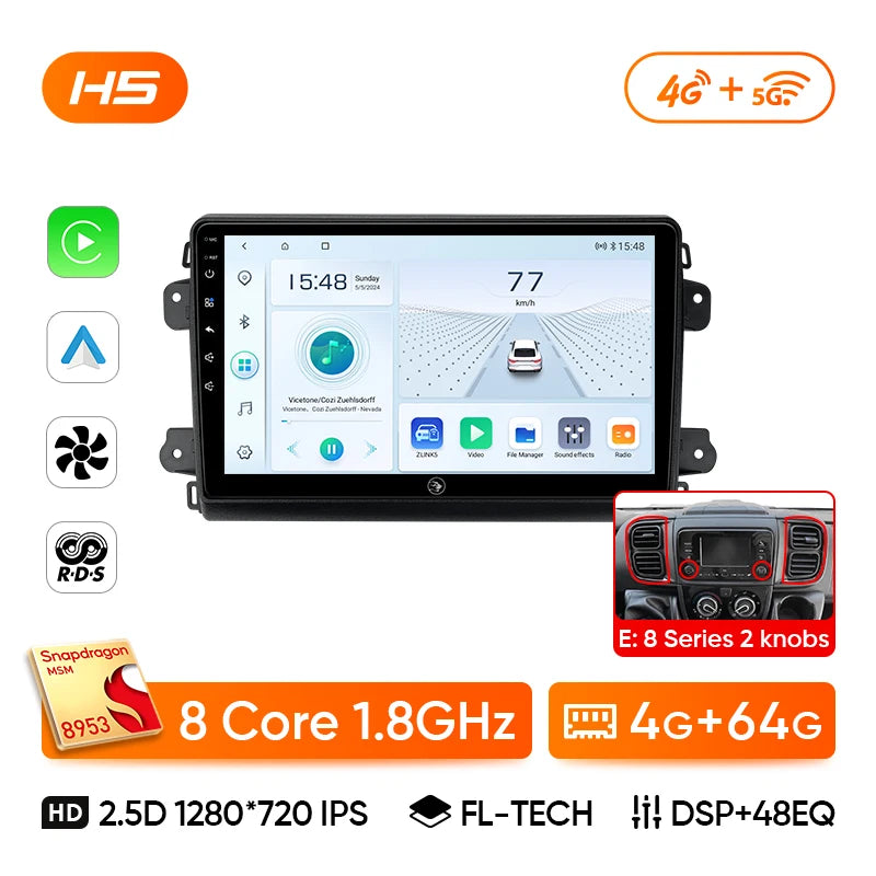 Ainavi Car Radio For Fiat Ducato Citroen Jumper Peugeot Boxer 2006-2024 Wireless Carplay Android Auto Car Multimedia DSP BT 2Din CM World