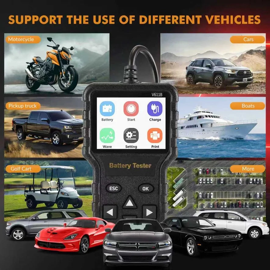 V611B 2026 Car Battery Health Checker Auto Electrician Tool for Assessing Vehicle Battery Condition