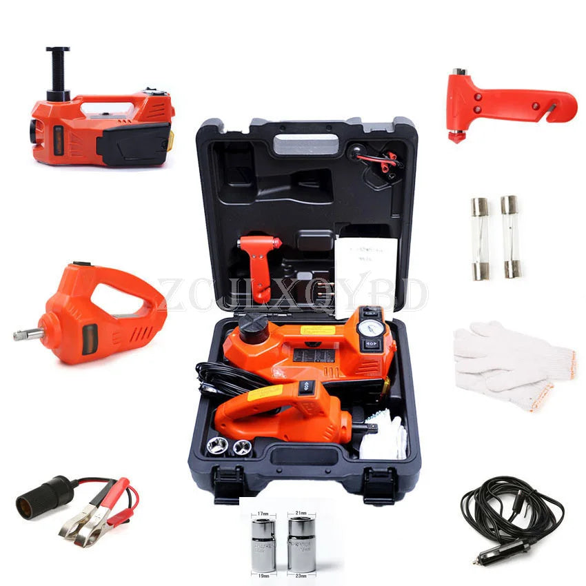 12V 5T Car Floor Jack Electric Hydraulic Car Jack with Inflator Pump LED Light for Truck Tire Repair Tool