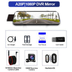 10 Inch Car DVR Car Touch Screen Driving Recorder Supports 1080P Front and Rear HD Night Vision Car Video Recorder