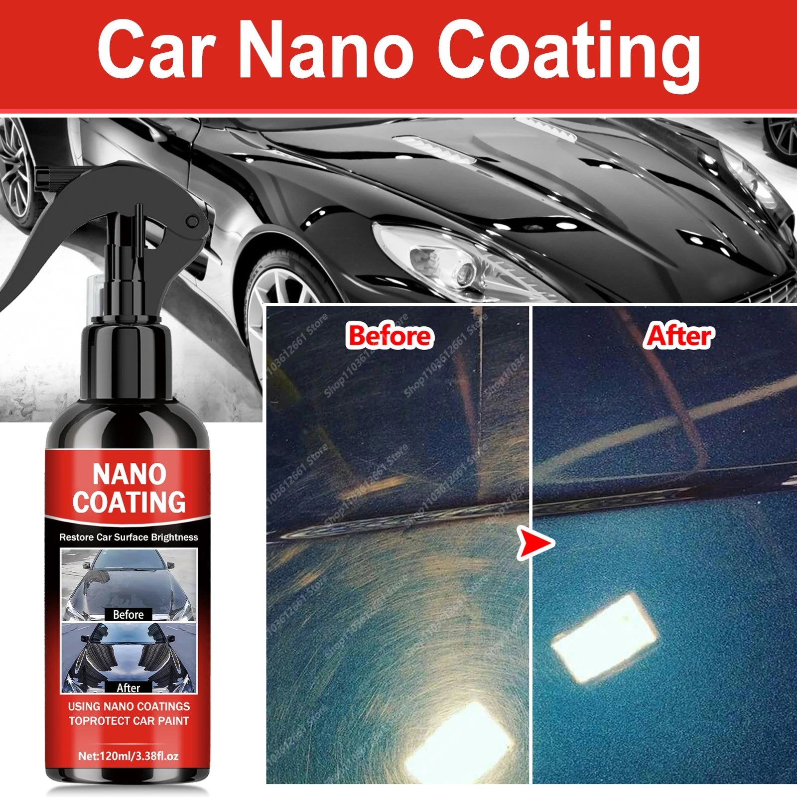 Graphene Nano Ceramic Car Coating Kit - Universal Professional Car Beauty, High Gloss Car Paint Protection, Long-Lasting Gloss CM World