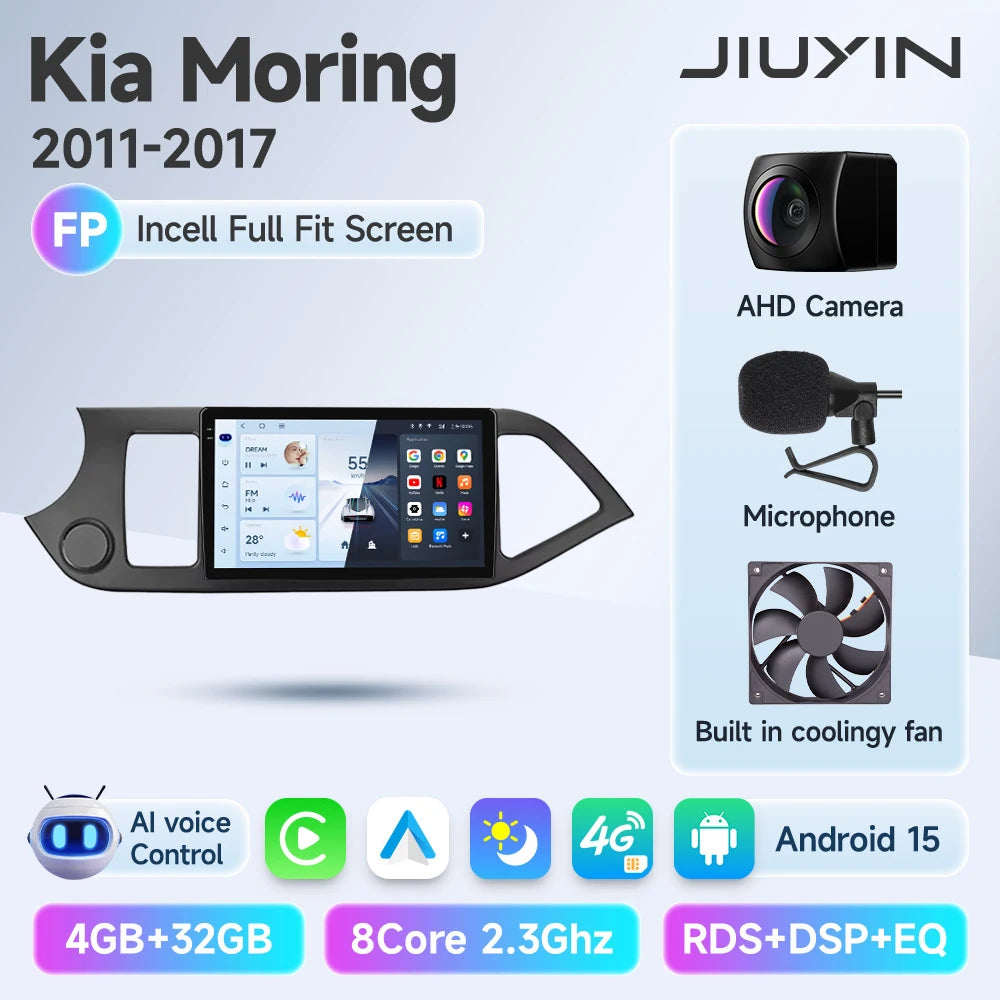 JIUYIN Android 15 Carplay Car Radio Multimidia Video Player For KIA PICANTO Morning  2011-2016 Navigation GPS IPS Head Unit CM World