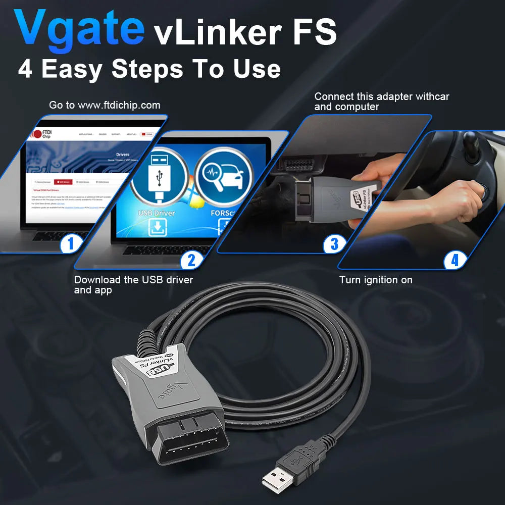 Vgate VLinker FS USB ELM327 HS-CAN MS-CAN For Ford FORScan OBD2 Car Diagnostic Tools OBDII Scanner