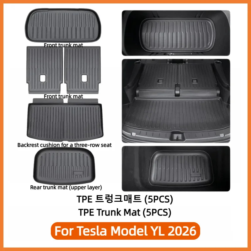 RHD Car Floor Mats For Tesla Model YL Launch2026 Luggage Mat Set Four Seasons Waterproof Anti-slip Trunk Mat Model YL Floor Mats