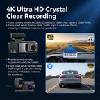 4K Dash Cam Built-in GPS WiFi Front and Rear Supercapacitor 24H Parking Monitor Dual Lens 3.2"IPS 2160P Car Driving Recorder DVR Car Mobile World