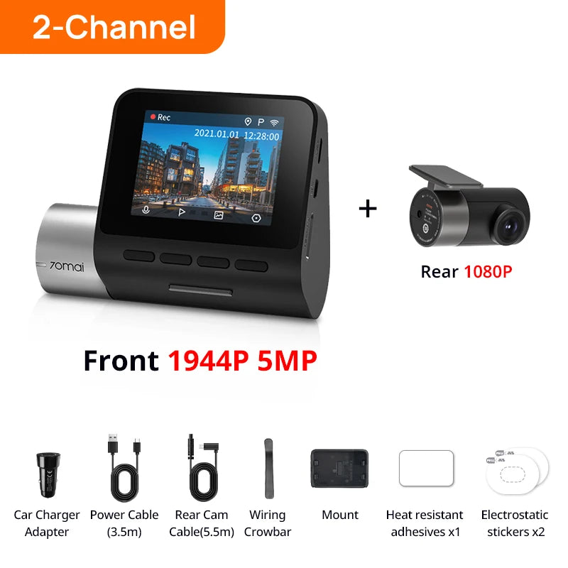70mai A500S Recorder Car DVR Front Cam A500S 1944P Night Vision 70mai Dash Cam Pro Plus Built-in GPS Wifi Support Rear Cam
