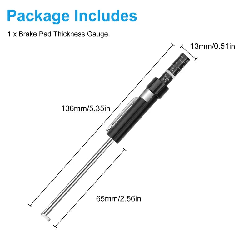 [ZY]Car Brake Pad Inspection Pen Ruler Brake Pad Measuring Tool Suitable For 6mm / 0.2 Inch Thickness, Brake Pad Gauge[ZY]