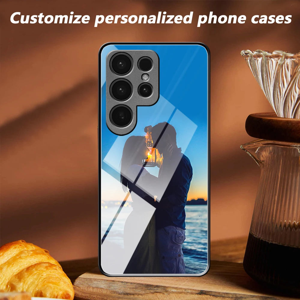 Custom Photo Mirror Glass Phone Case for Samsung Galaxy S26/S25 Ultra/FE/Plus/EDGE Car Mobile World