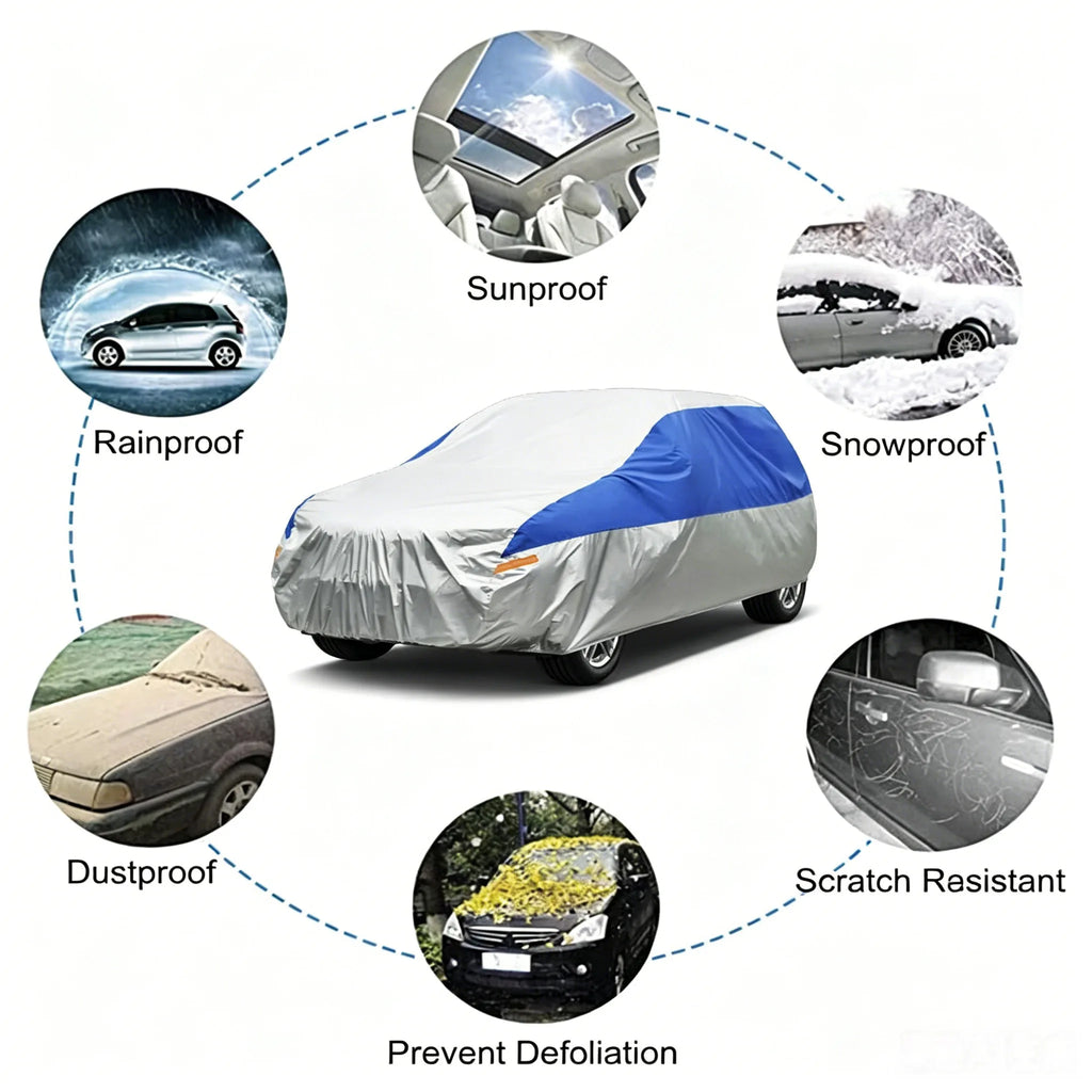 Kayme Car Cover Silver Blue 190T Waterproof Sun-proof Full-car Protection Convenient Universal For SUVs/sedan Hatchbacks
