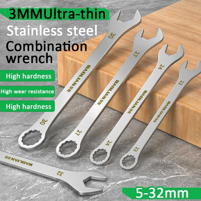 Thin Open End Wrench 5-32mm Ratchet Spanner Multi-Function Double-end Fixed Open-end Wrench Bicycle Motorcycle Car Repair Tools