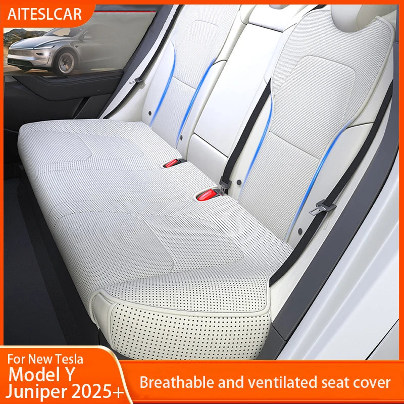 Car Seat Mats For Tesla Model Y Juniper 2025 Breathable All Season Back Seat Pad Protector Covers Nappaleather Cushion Accessori CM World