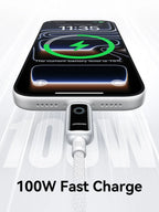 Joyroom 100W USB C Cable Automatic Power Off Fast Charge Type C Cable For iPhone 16 15 Pro Max  Xiaomi Sumsang Huawei