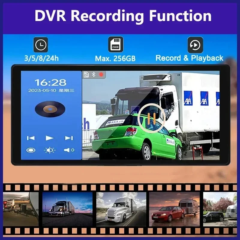 10.36 inch 4 Channel Car DVR Recorder Smart Blind Spot Radar BSD Alarm Monitor With 1080P AHD 4 Backup Cameras For Truck Bus