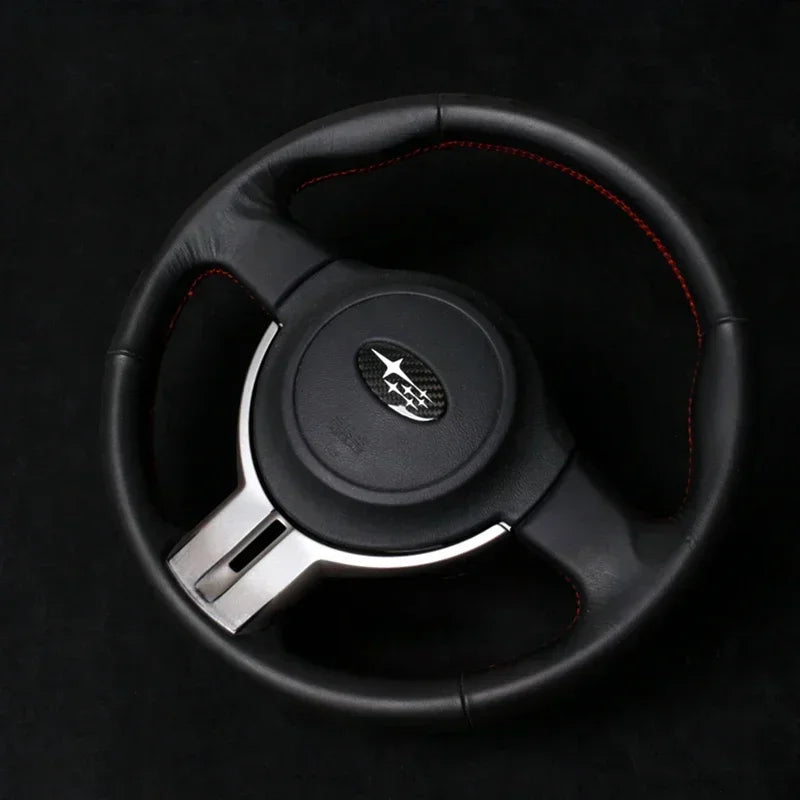 58x28mm Carbon Fiber Car Steering Wheel Logo Emblem Sticker for Subaru Forester Outback Impreza Legacy STI WRX BRZ Tribeca CM World