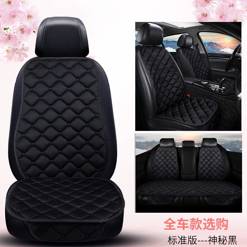 Thickened car seat cushion plush short plush anti slip warm seat cushion seat three piece set winter universal plush winter CM World