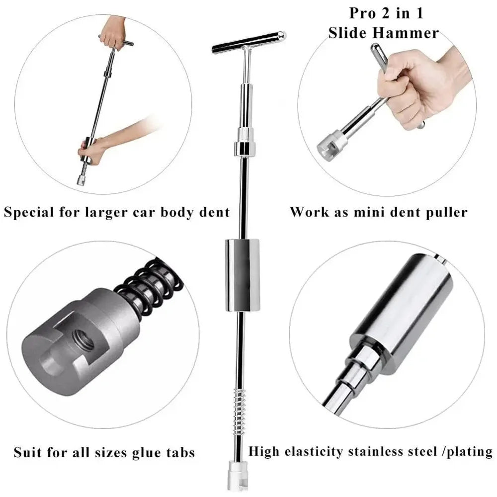 Dent Repair Kit, 2 in 1 Dent Puller Paintless Dent Repair with T-bar Dent Removal Kit,for Repairing Small Dents, Hail Damage