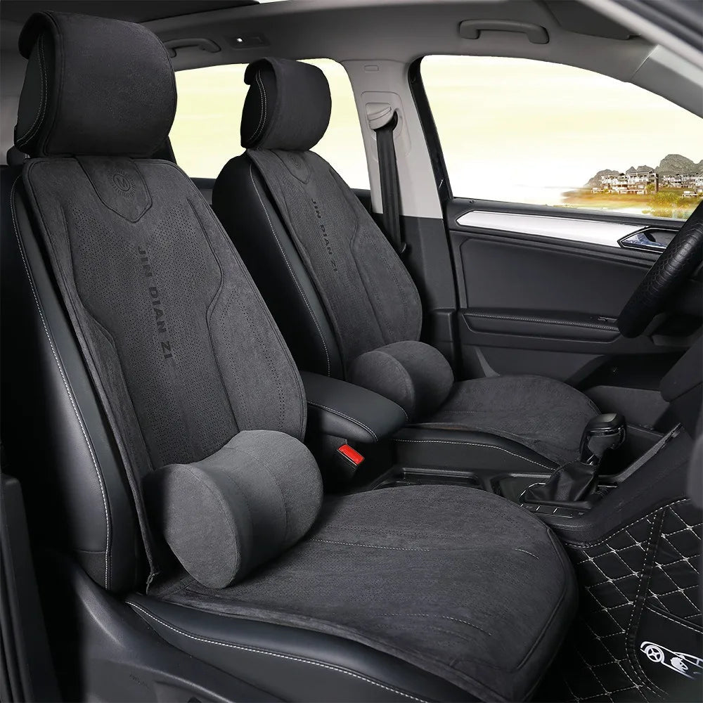 Full Set Suede Car Seat Covers Universal Four Season Breathable Seat Cushion Car Accessories Interior Car Seat Protector Covers CM World